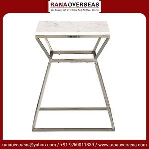 Enorme mármol superior bajo demanda con marco de acero inoxidable plateado Uso de la mesa auxiliar para la sala de estar Restaurante en casa a precio mayorista - Product Image 6