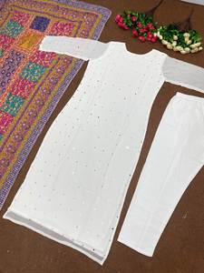 Colección de trajes Salwar de diseñador para mujer, estampado Digital elegante, trabajo de espejo Real, tela Georgette de imitación pesada para fiestas - Product Image 5