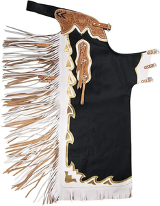 Chaps en cuir classique western à motifs pour adultes, vêtements de rodéo et de ranch, chaps en cuir classique western à motifs - Product Image 1