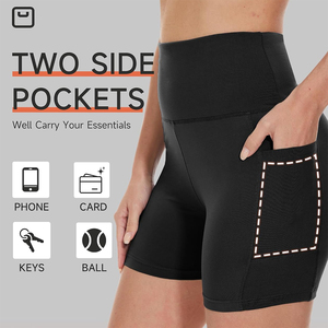 กางเกงขาสั้นสีดำสำหรับผู้หญิงกางเกงจ็อกเกอร์วิ่งเล่นโยคะโพลีเอสเตอร์ - Product Image 4