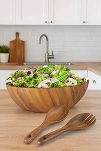 Cuenco de madera con acabado liso para aperitivos de ensalada y comida saludable - Product Image 4