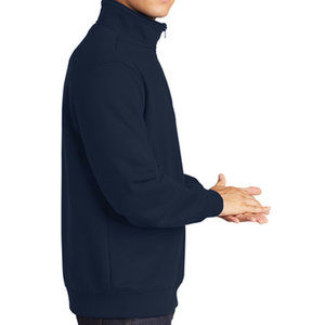 Sweat-shirt d'hiver bleu marine à col zippé, délavé à l'acide, personnalisé OEM, streetwear, sportswear décontracté, anti-rétrécissement, anti-humidité, avec logo - Product Image 2