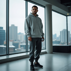 Survêtement surdimensionné à épaules tombantes Vêtements de sport pour hommes Ensembles de sweat à capuche et pantalons de survêtement Hommes Jogging Fitness Exercise Tracksuits Hommes - Product Image 4