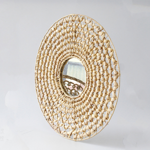 High Good Quality Water Hyacinth <b>Small</b> <b>Round</b> <b>Mirror</b> Bathroom <b>Mirror</b> Decor Durable Handwoven Dining Room Furniture - Product Image 4