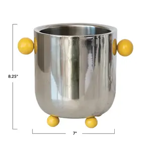 Premium Bar Ice Bucket Metal Luxury Handmade Ice Bucket Premium Modern Large Decorative Ice Container Double Ice Bucket Mirror - Product Image 4