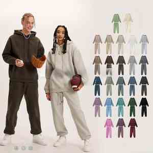 Conjunto Deportivo Personalizado con Capucha, Transpirable, Corte Ajustado, Chaqueta y Pantalones de Felpa de Peso Medio para Hombre - Product Image 1