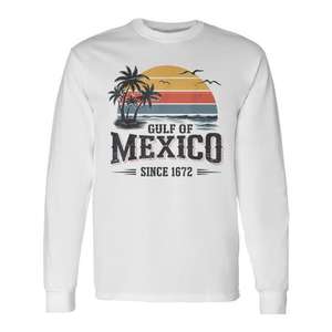 Camiseta de Manga Larga Retro Vintage del Golfo de México, Ropa de Playa Elegante y Promocional - Product Image 1