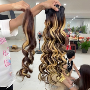 El precio más alto, cabello crudo ondulado, Color Ombre, extensiones de cabello humano vietnamita, conjunto de paquetes de cierre 2025 - Product Image 3