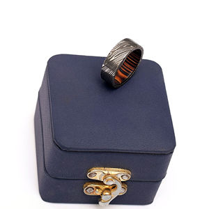 Anillo Burraq Clásico de Acero de Damasco Hecho a Mano con Caja de Anillo, Regalo Perfecto para Papá, Esposo, Novio, Soporte OEM, Personalización - Product Image 6