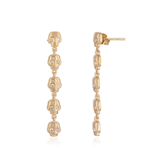 Boucles d'oreilles pendantes en or jaune 14 carats avec crâne de diamant Halloween bijoux fins en gros, boucles d'oreilles en diamant pour bijoux pour femmes - Product Image 2