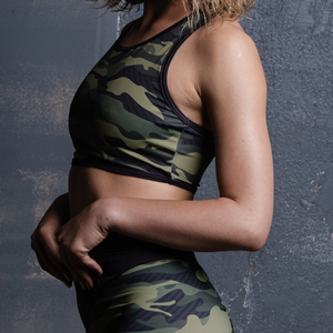 Venta al por mayor Tops de los deportes de las mujeres 2PCs Seamless High Stretch Crop Top Bra Solid Workout Running Yoga Fitness Thumb Holes Adultos Conjuntos - Product Image 3