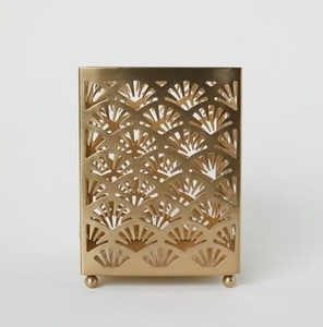 Porte-bougie décoratif en métal noir et or pour bougies chauffe-plat, pour les mariages, les fonctions, la décoration de table - Product Image 4