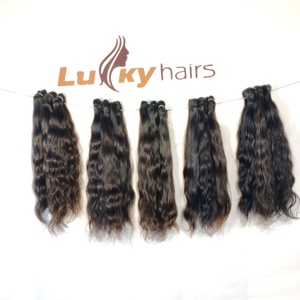 100% brut vierge vietnamien Remy ondulé faisceaux pleine cuticule aligné cheveux humains Machine Double trame tissage naturel Extensions de cheveux - Product Image 6