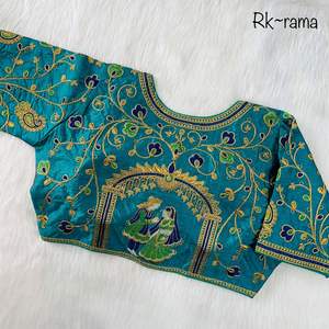 Exclusif Soie Lourde Mariée Baraat Design Broderie Devant Ouvert Rembourré Readymade Blouse Indian Party Sari India's Top Grossiste - Product Image 3