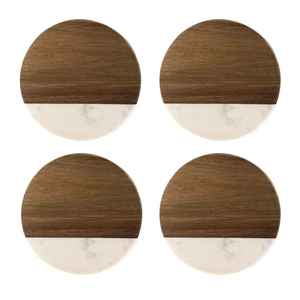 Pophorizon Bar Coaster pour boissons Sous-verres en bois modernes avec résine époxy pour cuisine maison cadeau d'anniversaire - Product Image 5