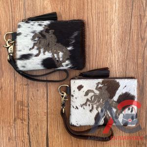 Top Products <b>Hair</b> on Cowhide Laser Engraved <b>Tassel</b> Zipper Pouch Western Genuine Leather Large Capacity Cellphone Wristlet Wallet - Product Image 1