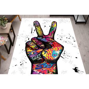 Alfombra con Símbolo de Paz: Alfombra con Estampado de Graffiti, Arte Abstracto Moderno, Alfombra Delgada No Tejida - Product Image 1