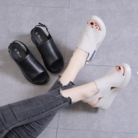 Sandalen New Fish Mouth Design Dicke Sohle One Strap Wedge Heel Damen Sandalen zum Einkaufen