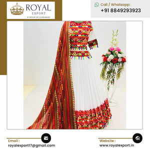 Venta al por mayor de calidad superior Navratri especial puro algodón Gamthi trabajo Lehenga Choli con espejo trabajo a bajo precio - Product Image 3