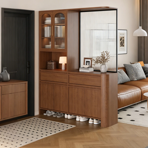 Meuble d'entrée de style Mid-Century, séparateur de salon, armoire à chaussures, cloison, meuble de rangement intégré - Product Image 2