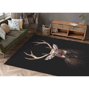 Alfombra Estampada con Diseño de Ciervos, Alfombra Antideslizante con Hermoso Diseño de Animales, Alfombra de Chenilla - Product Image 3