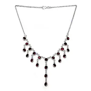 Collar de Plata 925 con Cuentas y Piedra Preciosa de Granate, Joyería de Regalo Elegante para Mujer - Product Image 2