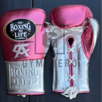 Gants de boxe GYMSTERO de qualité supérieure, en cuir de vache véritable, à lacets, avec protection complète des doigts, ajustables avec fermeture auto-agrippante, pour adultes.
