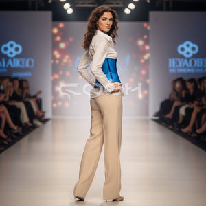 Corsé de lencería sexy transparente de PVC azul con varillas de acero bajo el busto, proveedor de ropa de moda de Pakistán - Product Image 5