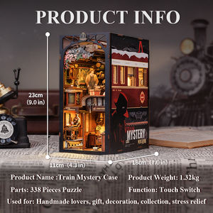 Cutebee-Estantería en miniatura para casa de muñecas, Serie de detectives, tren, caja misteriosa, Rincón de libro con cubierta antipolvo - Product Image 6