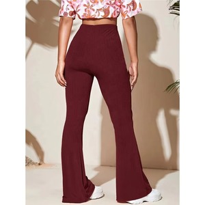 Pantalons de yoga d'entraînement à taille haute pour femmes avec fente avant personnalisée, leggings évasés à volants, push-up pour femmes - Product Image 2