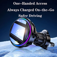 Chargeur de voiture sans fil magnétique flexible professionnel Eway, type-C, 15W, éclairage RGB, rotation à 360°, compatible iPhone