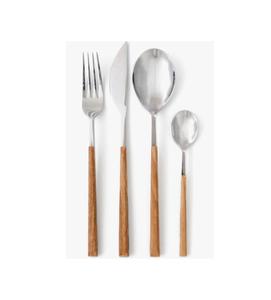 Juego de utensilios de cocina, cuchara, cuchillo, tenedor, juego de cubiertos, juego de cubiertos de acero inoxidable de primera calidad con mangos de madera a un precio atractivo - Product Image 3