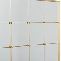 Best Selling Custom Designed Gold Metal Window Pane Inspired Wall Mirror Newly Arrival Living Room Decor with Glass Material