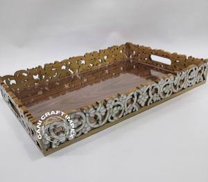 Bandeja de servicio con incrustaciones de madreperla Bandeja de incrustaciones de madera Bandeja de madreperla hecha a mano - Product Image 1