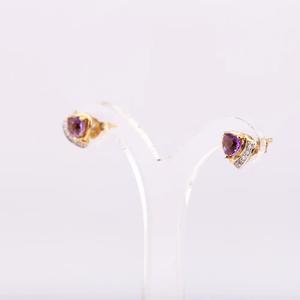 2024 High Quality Heart Shaped Stud <b>Earrings</b> <b>Cute</b> Dark Amethyst Diamond for Wedding Drop <b>Earrings</b> Gift Thailand Manufacturer - Product Image 3