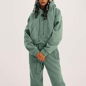 Sweat à capuche et pantalon de jogging avec logo personnalisé imprimé solide pour femmes 100% coton vêtements de sport grande taille à séchage rapide - Product Image 3