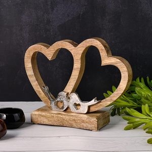 Trending Design Heart Decorative Stand 22 cm Large Decorative Object Amour 2 as <b>Table</b> Decoration Windowsill Decoration Silver - Product Image 2