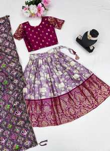 Toptan fabrika kaynağı yumuşak dol ipek dikişli çocuklar hindistan'dan toptan fiyata mevcut Lehenga Choli giymek - Product Image 4