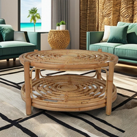 Table basse ronde en rotin au design classique du milieu du siècle le plus populaire pour le salon et les meubles de maison