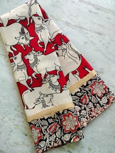 KALAMKARI NELLORE SOIE JARI BORDER SAREES AVEC BLOUSE - Product Image 2