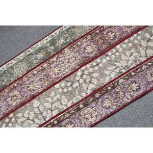 Tapis turc vintage classique 1.7 x 3.8ft violet vert Patchwork Design laine matériau Latex support 10mm d'épaisseur pour chambre d'adolescent - Product Image 5