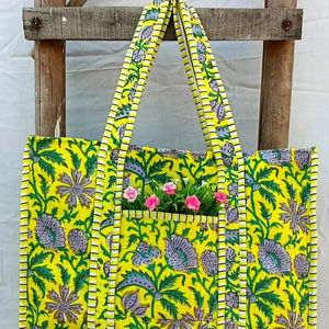 Bolso de mano acolchado de algodón, bolso de compras de algodón hecho a mano indio para mujer, bolso de hombro - Product Image 1