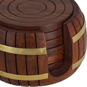 La mejor oferta de posavasos de madera hechos a mano gratis con estuche para regalar, alfombrilla/almohadilla de resina de corcho para mesa redonda de cocina, precio bajo, uso en fiestas - Product Image 3