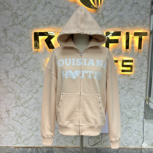 Sweat à capuche avec fermeture éclair à prix raisonnable et de style unique fabriqué en usine avec impression bouffante sweats à capuche à bas prix pour hommes - Product Image 6