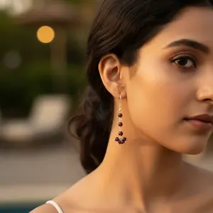 Pendientes de Plata 925 con Granate para Mujer, Chapados en Oro Rosa y Platino, Piedra Principal de Oro, para Bodas, Fiestas, Regalo con Piedras Preciosas - Product Image 1