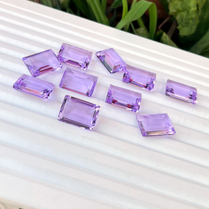 Lavanda Hydro cuarzo Octágono corte facetado 10x14mm laboratorio de alta calidad creado Esmeralda piedra preciosa fabricación de joyas ópticas calibradas - Product Image 2