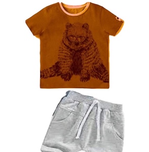 Boy's Casual Summer Set 100% Soft Cool Cotton <b>T</b>-<b>Shirts</b> and Shorts Floral Pattern Compact Combed - Product Image 1