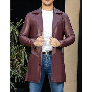 <b>Men's</b> <b>Long</b> Overcoat Trench <b>Coat</b> High Quality Breathable Eco-Friendly Quick Dry Cow Leather Custom Color OEM/ODM Custom Logo - Product Image 5