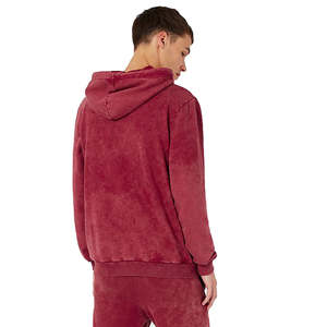 Sudadera con Capucha Personalizada para Hombre, de Algodón Grueso 100%, Estilo Urbano, Lavado Ácido Decolorado al Sol, Color Rojo Informal, OEM - Product Image 4