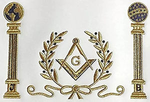 Custom Made 2025 Masonic Master Mason Bordado a mano Azul marino G Golden Bullion & Fringe Delantal Bordado Delantales - Product Image 3